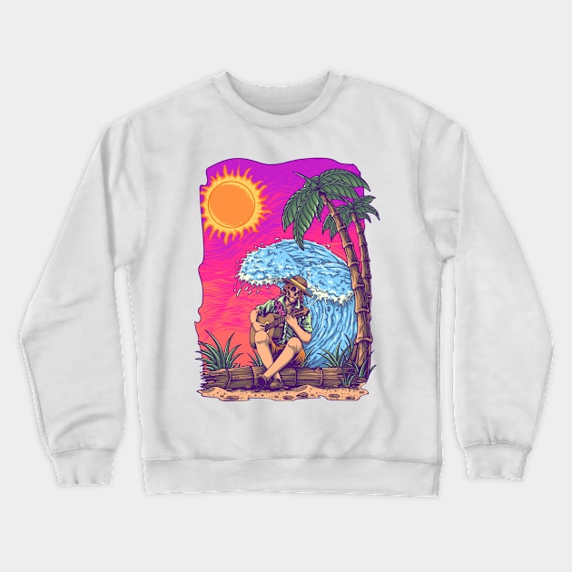 Chilling Summer Crewneck Sweatshirt by phsycartwork